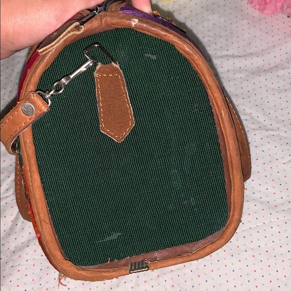 Mexican Leather Embroidered Handmade Satchel Purse - Picture 5 of 8